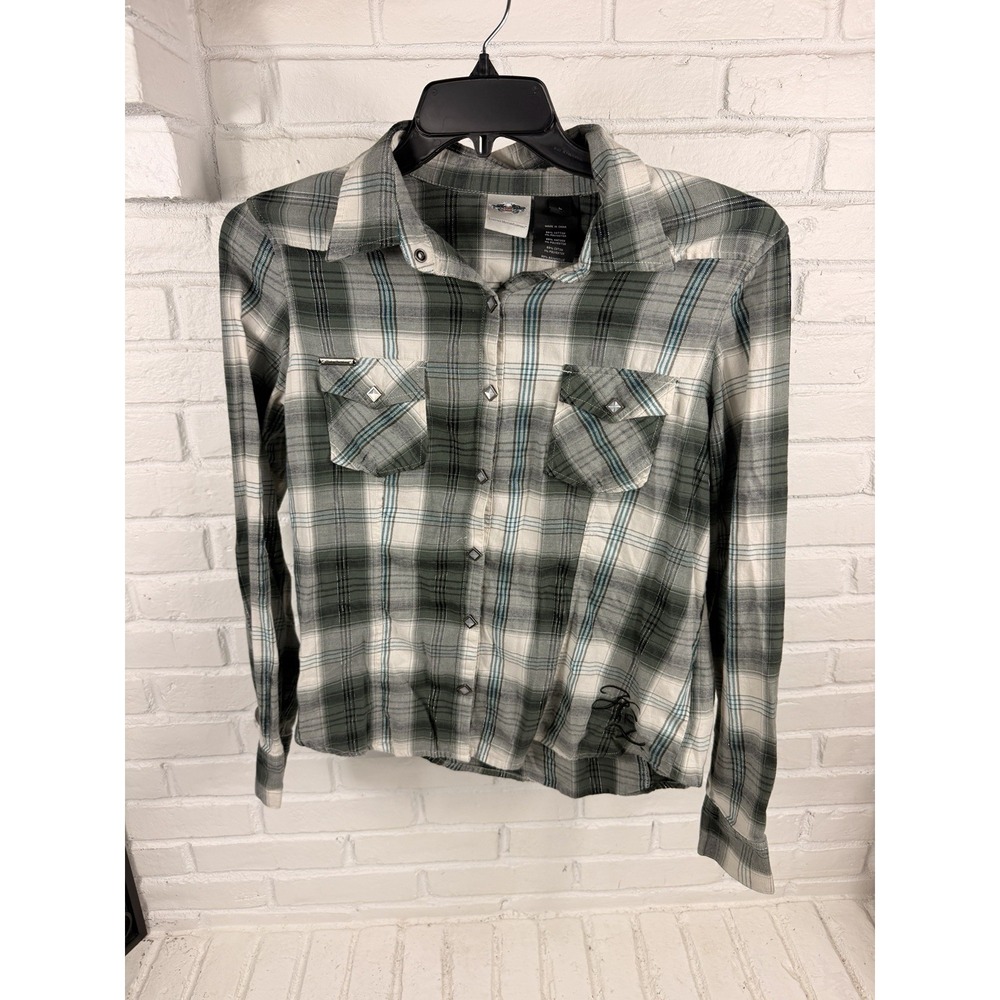 Harley-Davidson Shirt Womens S Long Sleeve Button Up Pearl Snaps